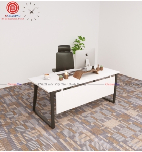 Bàn Nhân Viên Trap 2 Concept Có Tấm Chắn Chân Sắt Hộp Sơn Tĩnh Điện.