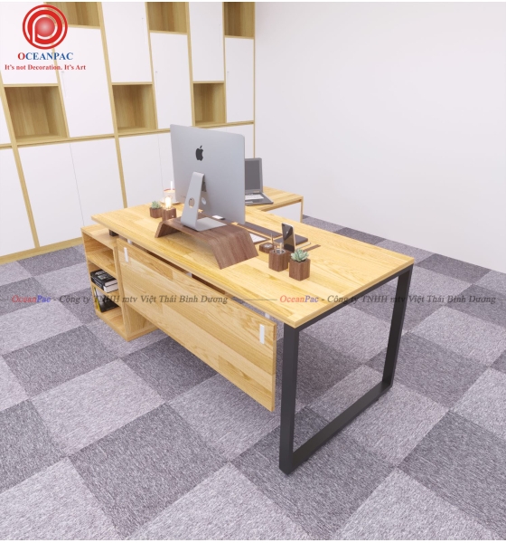 Bàn Giám Đốc Rec concept Chân Sắt Hộp Sơn Tĩnh Điện.