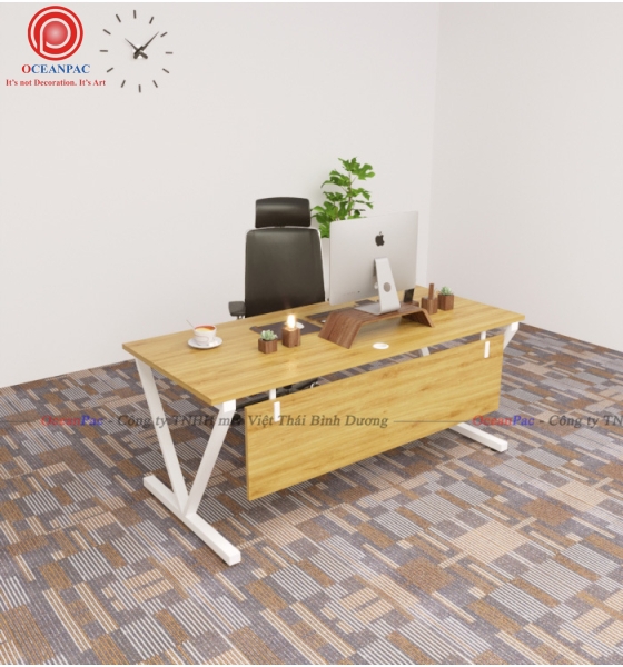 Bàn Nhân Viên V Concept Có Tấm Chắn Chân Sắt Hộp Sơn Tĩnh Điện.
