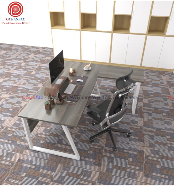 Bàn Quản Lý Trapezoid 2 Concept Chân Sắt Hộp Sơn Tĩnh Điện.