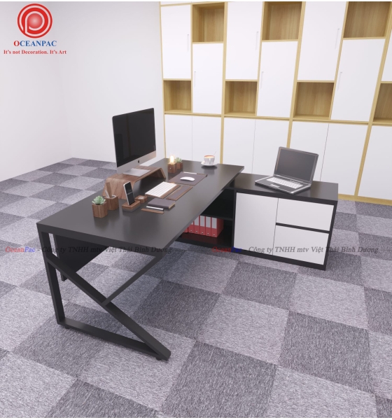 Bàn Giám Đốc K Concept Chân Sắt Hộp Sơn Tĩnh Điện.