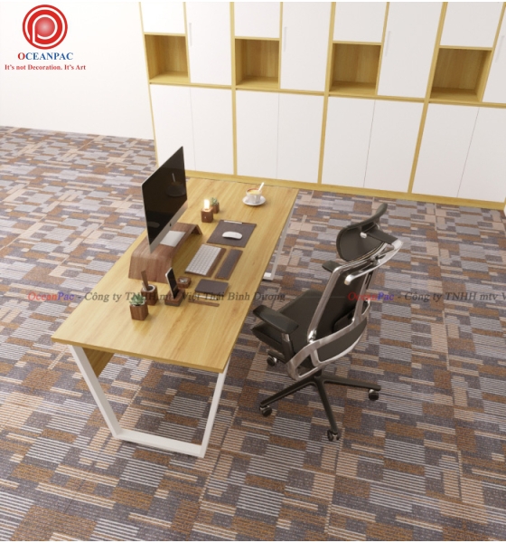 Bàn Nhân Viên Trap 1 Concept Có Tấm Chắn Chân Sắt Hộp Sơn Tĩnh Điện.