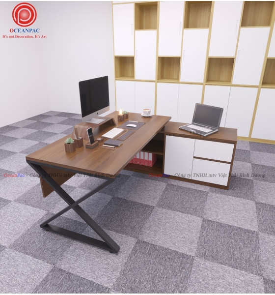 Bàn Giám Đốc X Concept Chân Sắt Hộp Sơn Tĩnh Điện.