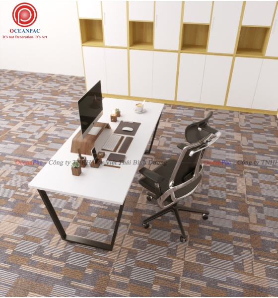 Bàn Nhân Viên Trapezoid 1 Concept Chân Sắt Hộp Sơn Tĩnh Điện.