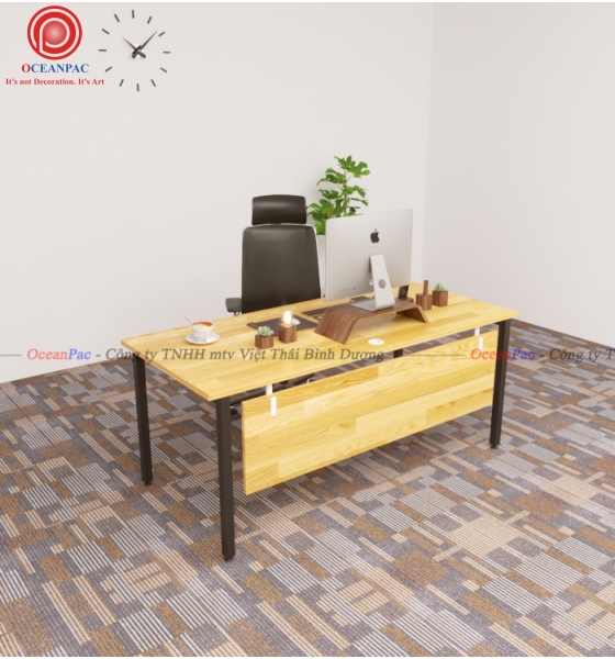 Bàn Nhân Viên U Concept Có Tấm Chắn Chân Sắt Hộp Sơn Tĩnh Điện.