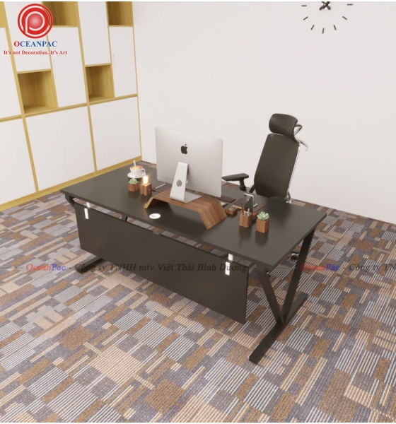 Bàn Nhân Viên V Concept Có Tấm Chắn Chân Sắt Hộp Sơn Tĩnh Điện.