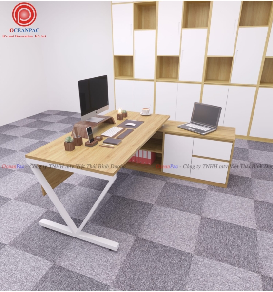 Bàn Giám Đốc V Concept Chân Sắt Hộp Sơn Tĩnh Điện.