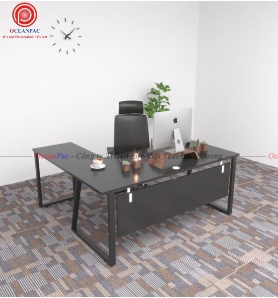 Bàn Quản Lý Trapezoid 2 Concept Chân Sắt Hộp Sơn Tĩnh Điện.