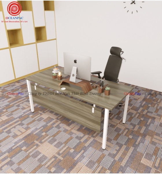 Bàn Nhân Viên U Concept Có Tấm Chắn Chân Sắt Hộp Sơn Tĩnh Điện.