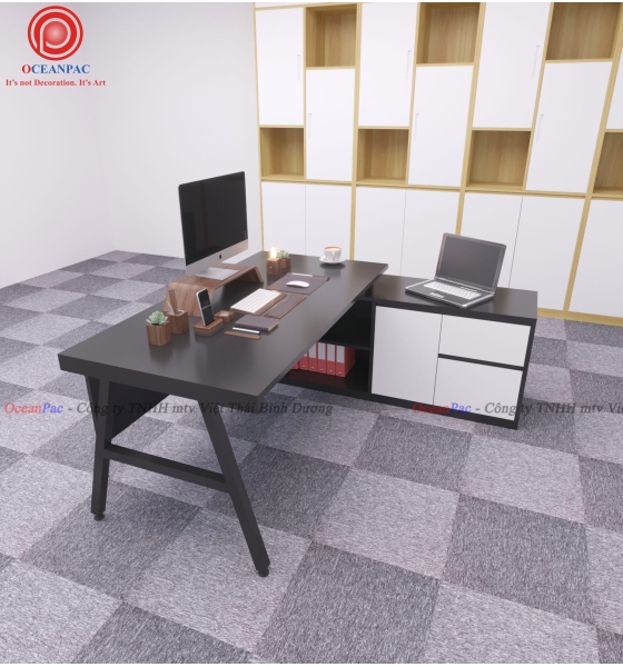 Bàn Giám Đốc A Concept Chân Sắt Hộp Sơn Tĩnh Điện. 