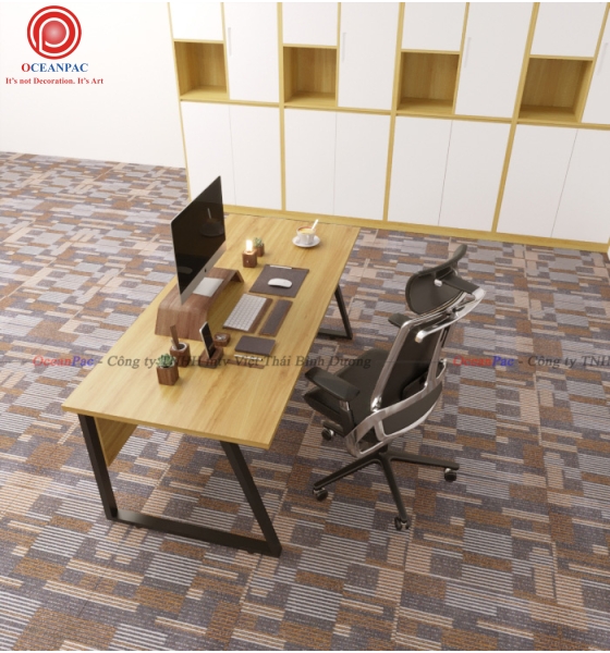 Bàn Nhân Viên Trap 2 Concept  Có Tấm Chắn Chân Sắt Hộp Sơn Tĩnh Điện. 