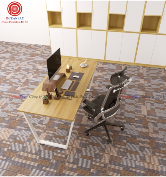 Bàn Nhân Viên Trapezoid 1 Concept   Chân Sắt Hộp Sơn Tĩnh Điện.  
