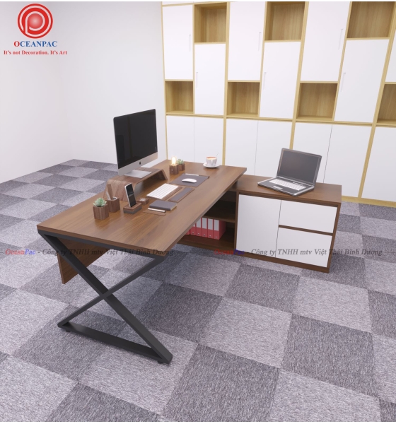 Bàn Giám Đốc X Concept Chân Sắt Hộp Sơn Tĩnh Điện.  