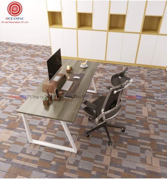 Bàn Nhân Viên Trapezoid 2 Concept   Chân Sắt Hộp Sơn Tĩnh Điện. 